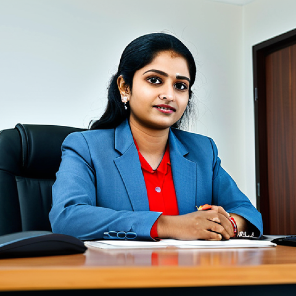 ** A Bengali businesswoman in a modest business suit, sitting at a desk in a modern Dhaka office, fully clothed, appropriate attire, safe for work, perfect anatomy, natural proportions, professional photography, high quality, family-friendly.

**